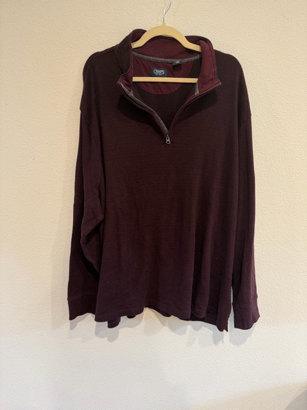 Chaps Men's Zip-Up Pullover Sweater - Deep Wine